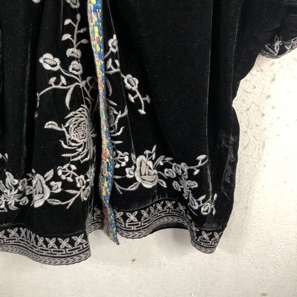 Velvet Embroidery Cardigan Womens Medium Black Boho Art to Wear Event L&B - Picture 12 of 16